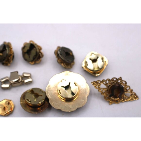 Lot Vtg Button Covers Crafts Sewing Jewelry Lot Faux Pearl Velvet Stones Mixed - Picture 7 of 9